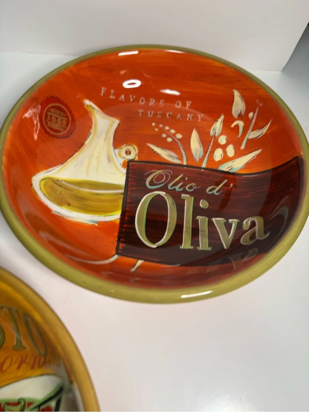 Set of 3 Pier 1 Cucina Italian-Style Serving Bowls Hand-Painted Earthenware